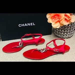 💯 Chanel Red women sandals